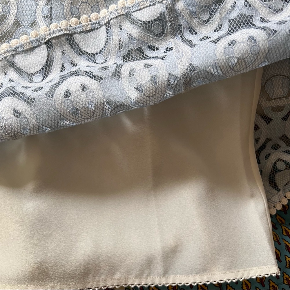 NWT amazing Anthropologie lace blouse top blue sz 0 - Picture 8 of 12